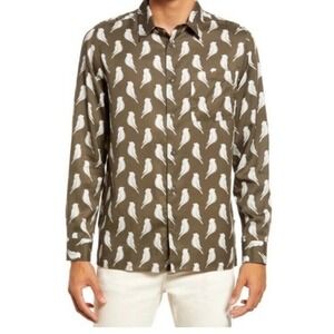 Ted‎ Baker Mens Bird Print Shirt Size 3 Chest 42" Long Sleeve Lyocell NWT